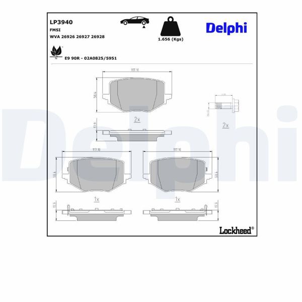 DELPHI LP3940 | Fren Balatası Arka Nissan X-Trail 09 / 2022 >