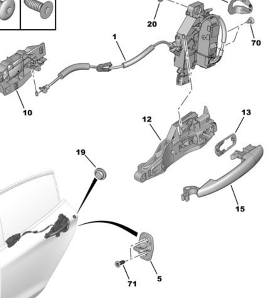 MOPAR (PSA) 9101.GH | Arka Kapı Dıs Açma Kolu P2008 / P207 / P208 / P308 / Partner Tepee