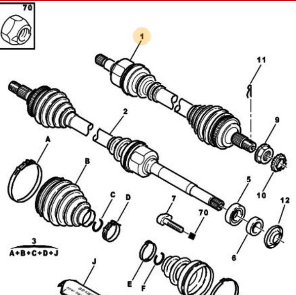 KRAFTVOLL 01010572 | Aks Sol Komple (Dıs Freze:25, Ic Freze: 22 Boy:593mm) Partner Em Berlingo Em 1,6I (97 03) Xsara 1,6I