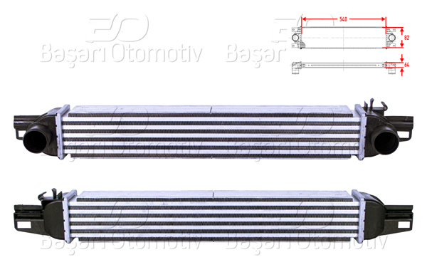 WISCO 3113807-00 | Turbo Radyatörü (Intercooler) 540X82x64 Citroen Nemo Fiat Fiorino Peugeot Bipper 1.3 HDI 1.4 HDI 1.3 Multijet 08 >