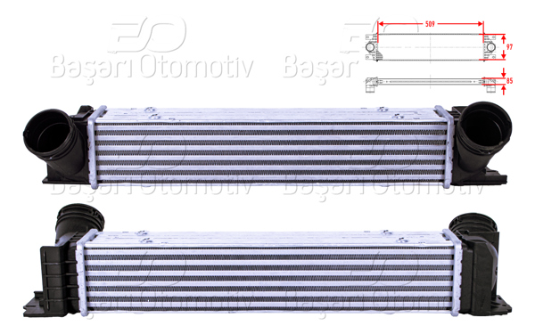 WISCO 3113828-00 | Turbo Radyatörü (Intercooler) 509X97x85 BMW E81 1.16D 1.18D 1.20D E90 3.16D 3.18D 3.20D 3.20D Xd E81 X1 1.6D 1.8D 2.0D Sdrıve 04 >