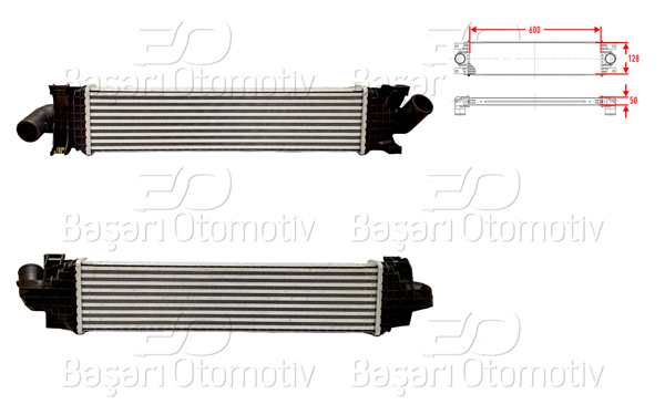 WISCO 3113965-00 | Turbo Radyatörü (Intercooler) 600X128x50 Ford Focus 04-14 / C Max 07-19 / Kuga 08-19 / Mondeo 1.6-2.0 TDCI 07-15