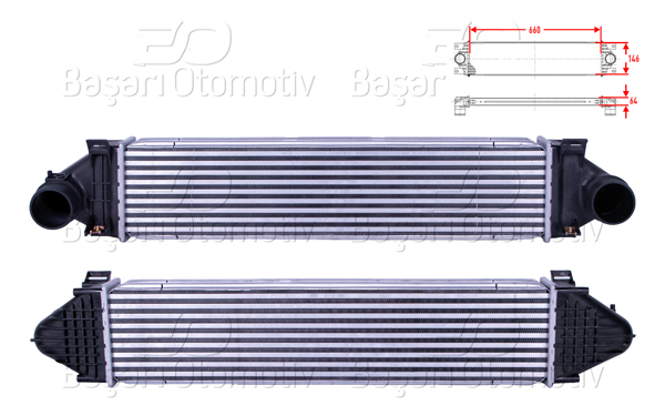 WISCO 3113968-00 | Turbo Radyatörü (Intercooler) 660X146x64 Volvo S80 2 2.4 D5-D3 06-> / V70 3 2.4 D5 06-> / Xc60 2.0 T-D5-2.4 D 08 > / Xc70 2 2.4 D5 07 > / Freelander 2.0 Si4 11-14 / Evoque 2.0 Si4 11-19