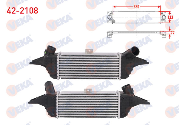 VEKA 42-2108 | Turbo Radyatörü (Intercooler) Hyundai H-1 Platform Sası 2.5 D 99 Hp 2000-2004