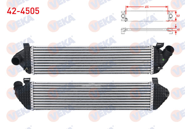 VEKA 42-4505 | Turbo Radyatörü (Intercooler) Volvo C30 1.6 D-2.0 D M-T 2006-2012 / S40 II 1.6 D-2.0 D M-T 2004-2012 / V40 D2 M-T 2012-/ V50 1.6 D-2.0 D M-T 2004 -