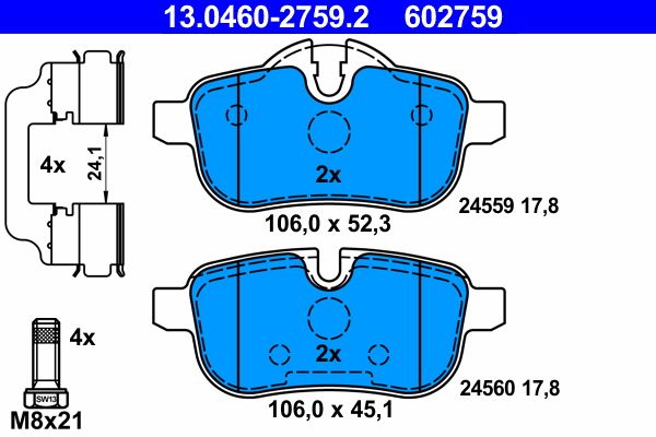 ATE 130460-27592 | Fren Balatası Arka BMW E89 Z4