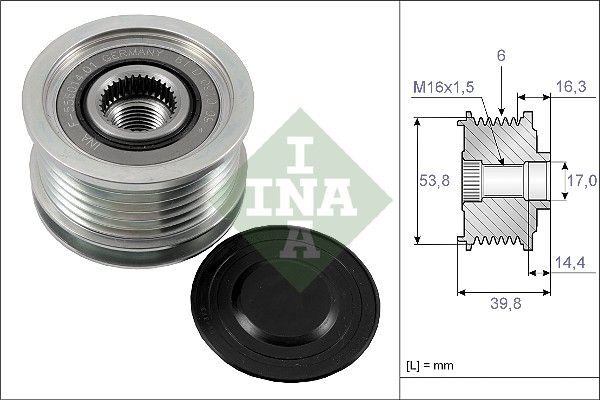 INA 535017010 | Alternatör Kasnağı (Peugeot 4007 2.2 HDI 07-13 / Citroen C-Crosser 2.2 HDI 07 -)