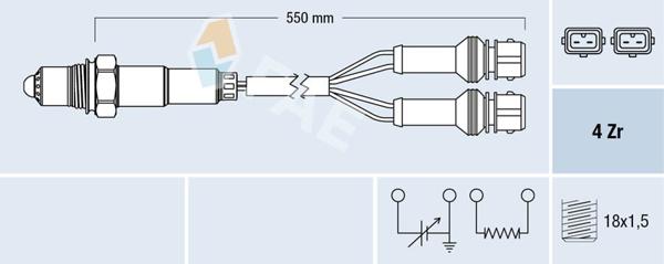 FAE 77126 | Oksijen Sensörü Peugeot P106 91 > 96 P306 94 > 01 Citroen Ax-Zxxantıa 91-01 1.1 Tu1 1.4 Tu3 1.6 Tu5
