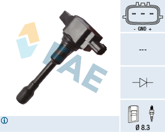 FAE 80375 | Ateşleme Bobini Nissan Qashqai 1.6L Hr16de J10 8 Enjektör 10-13 / Juke 1.6L Hr16de F15 10-> / Mıcr A 1.2L Hr12de K13 11-> / Note 1.6L Hr16de E11 11-13 / Renault Koleos I 08 > Fluence 09 > Megane 09 > 1