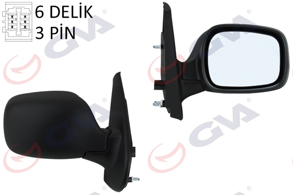 GVA 1016130 | Dış Dikiz Aynası Sağ Kangoo 01 > Elektrikli Isıtmalı Asferik 5 Fiş Vm-132Nehr