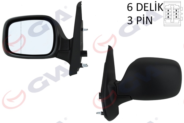 GVA 1016131 | Dış Dikiz Aynası Sol Kangoo 01 > Elektrikli Isıtmalı Asferik 3 Fiş Vm-132Nehl
