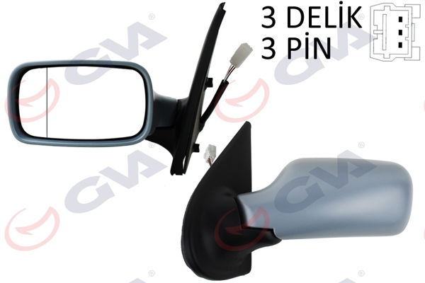 GVA 1021107 | Dış Dikiz Aynası Sol Palio 98 > Elektrikli Isıtmalı Astarlı Konveks 3 Fiş Vm-155Ep-5Dl
