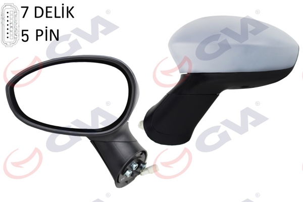 GVA 1028240 | Dış Dikiz Aynası Sol Grande Punto 06 > Linea 07 > Elektrikli Isıtmalı Astarlı Sensörlü Konveks 5 Fiş Vm-6156Ehpl