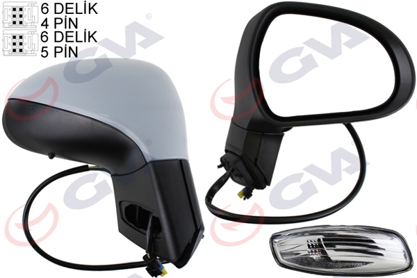 GVA 1043260 | Dış Dikiz Aynası Sağ 207 06 > Elektrikli Isıtmalı Sinyalli Sensörlü Astarlı Konveks Vm-6207Ehpsr