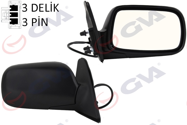 GVA 1071115 | Dış Dikiz Aynası Sağ Corolla 97 > Elektrikli Isıtmalı Konveks 3 Fiş Vm-278Er
