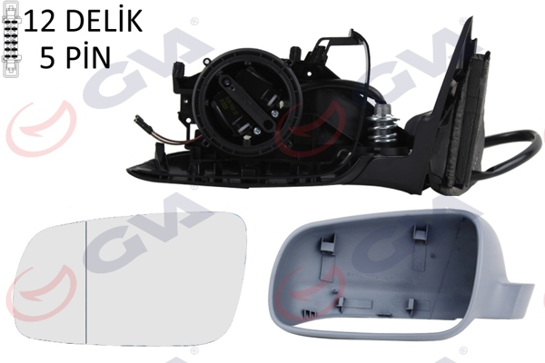 GVA 1075318 | Dış Dikiz Aynası Sol Passat 97 > Elektrikli Isıtmalı Astarlı Asferik 5 Fiş Vm-189Nal