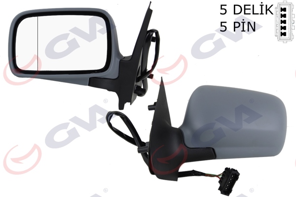 GVA 1075418 | Dış Dikiz Aynası Sol Polo Clasıc 96 > Elektrikli Isıtmalı Astarlı Asferik 5 Fiş Vm-184Nhel