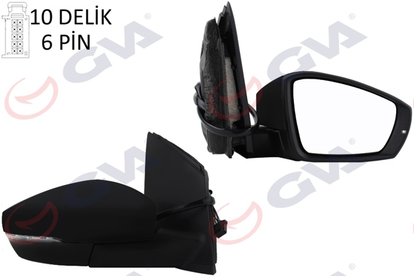 GVA 1075456 | Dış Dikiz Aynası Sağ Polo 09 > Elektrikli Isıtmalı Sinyalli Asferik 6 Fiş Vm-388Nehr