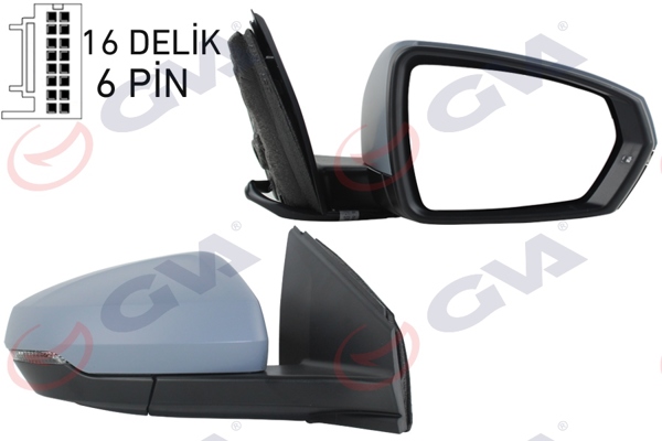 GVA 1075460 | Dış Dikiz Aynası Sağ VW Polo 17-Elektrikli Isıtmalı Sinyalli Astarlı Konveks Vm-6390Ehpr