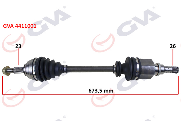 GVA 4411001 | Komple Aks Sol Megane II 1.4 / 1.6 16V-1.5 DCI 02-08 673mm