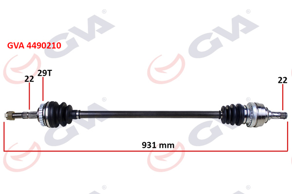 GVA 4490210 | Komple Aks Sağ Corsa C-Combo 1.2-1.4 16V 1.3 CDTI-1.7Dtı 00-06 29 Diş ABS Li 931mm