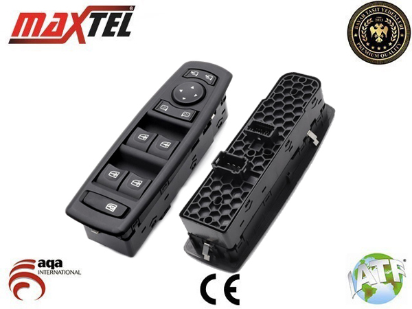 MAXTEL 18204006 | Cam Kaldırma Anahtarı Megane III-Fluence III 2008 > 19P (Siyah) Sol Dörtlü