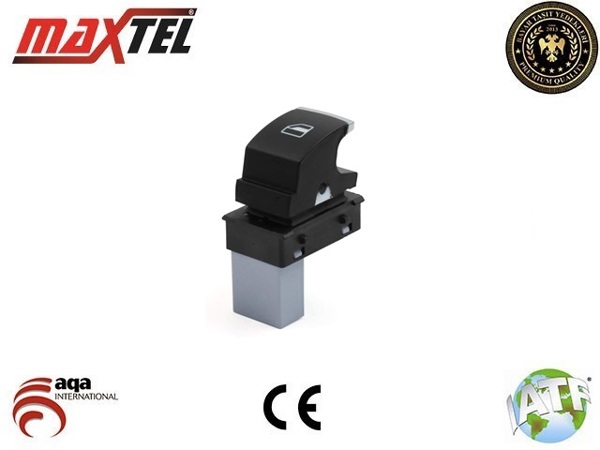 MAXTEL 18206028 | Cam Açma Kapama Anahtarı Yolcu Tarafı Tekli (Krom Kaplama) Caddy T6 Golf VI Passat CC Eos Jetta Scirocco Sharan