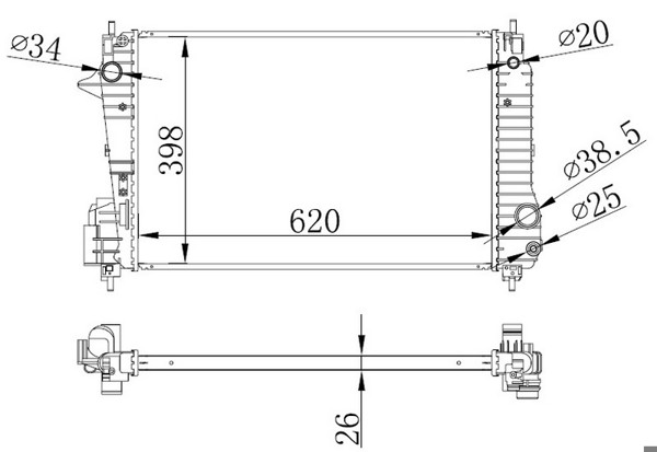 ORIS BCH331026 | Motor Radyatörü (620X398x26) Aveo 1,3D 12->