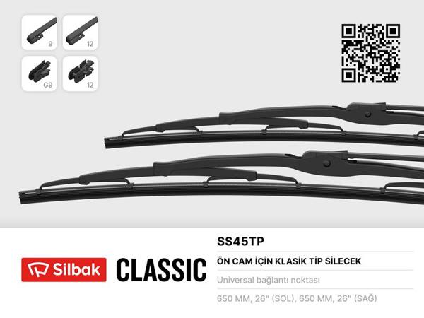 SİLBAK SS45TP | Silecek Süpürgesi Twın 650 mm Volvo Fh 2-3 / Ford Cargo / Mercedes Actros / Scania / Man | 2 Adet