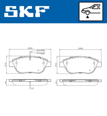 SKF VKBP80766E | Ön Fren Balatası Opel Combo D 12 > Punto Evo 1.3-1.4-1.6D Mtj 09 > 500-500C 1.3Dmj 10 >