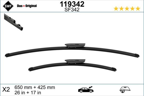VALEO 119342 | Silecek Süpürgesi Takımı 650mm / 425mm BMW F40 F44 Swf