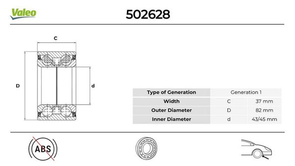 VALEO 502628 | On Tekerlek Rulmanı Set VW Passat 1.9 2000-10-2005-05 >