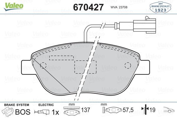 VALEO 672427 | Ön Fren Balatası Fiat Bravo II Doblo Fiorino Bipper Nemo Pratico Evo Punto Stilo Idea Linea 08-