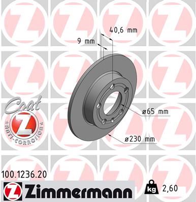 ZIMMERMANN 100.1236.20 | Arka Fren Aynası Golf4-Bora-Polo-A3-Toledo 98-04 Polo-Fabia-Rapid-A1 09 > 231.7X9x5dl 986478868-Df2805 | 2 Adet