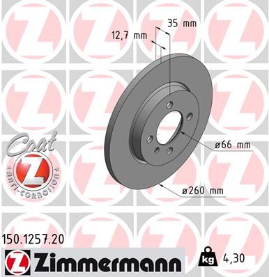 ZIMMERMANN 150.1257.20 | Fren Diski On BMW E30 ABS Sız | 2 Adet