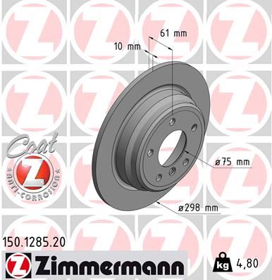 ZIMMERMANN 150.1285.20 | Fren Diski Arka BMW E39 | 2 Adet