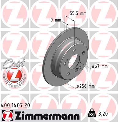 ZIMMERMANN 400.1407.20 | Fren Diski Arka Mercedes W201 W202 W124 C124 | 2 Adet