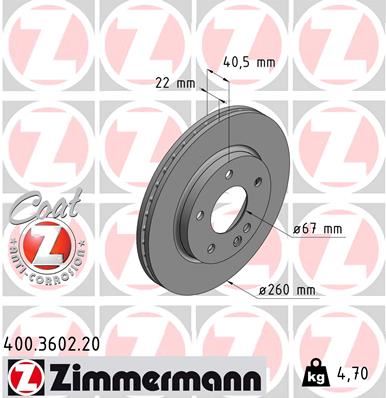 ZIMMERMANN 400.3602.20 | Fren Diski Ön Mercedes A-Class W168 97 > 04 | 2 Adet