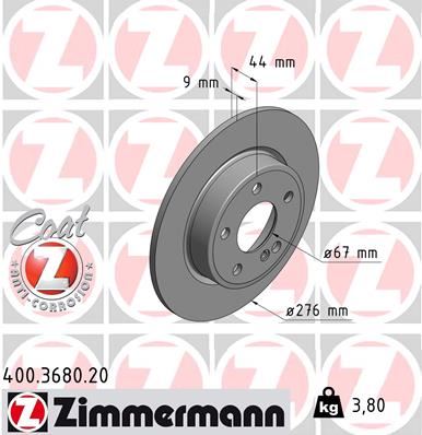 ZIMMERMANN 400.3680.20 | Fren Diski Arka Mercedes W176 W246 C117 | 2 Adet