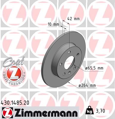 ZIMMERMANN 430.1485.20 | Arka Fren Aynası Astra H-Combo C 02 > Meriva A-B 03 > Astra G 1.8-2.0 98 > Zafira A 264X10x5dl | 2 Adet