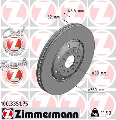 ZIMMERMANN 100.3351.75 | Fren Diski Ön Sol Formula Z