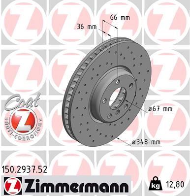 ZIMMERMANN 150.2937.52 | BMW G20-G30 Ön Fren Diski Sağ (Delikli) 34116860912