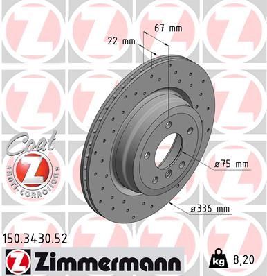 ZIMMERMANN 150.3430.52 | Fren Diski Arka Sport | 2 Adet