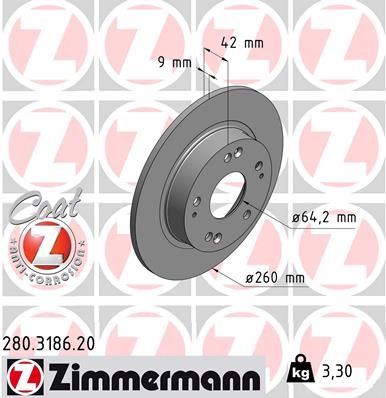 ZIMMERMANN 280.3186.20 | Fren Diski Arka Standart | 2 Adet