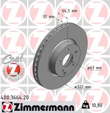 ZIMMERMANN 400.3664.20 | Fren Diski Ön Standart | 2 Adet