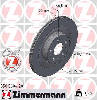 ZIMMERMANN 550.5604.20 | Fren Diski Arka Tesla Model Y 2019 > Dört Çeker | 2 Adet