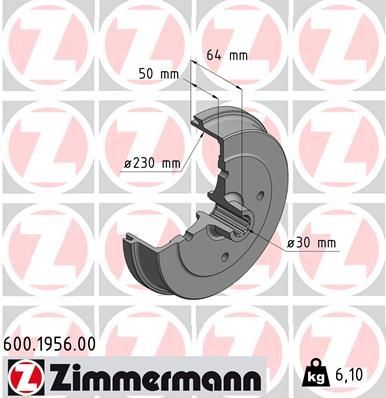 ZIMMERMANN 600.1956.00 | Fren Kampanası VW Kaefer 1200, 1302, 1500, 1601