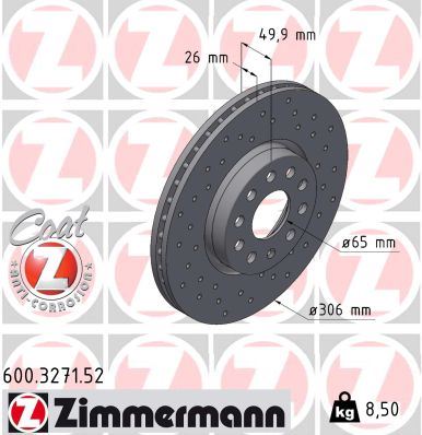 ZIMMERMANN 600.3271.52 | Fren Diski | 2 Adet