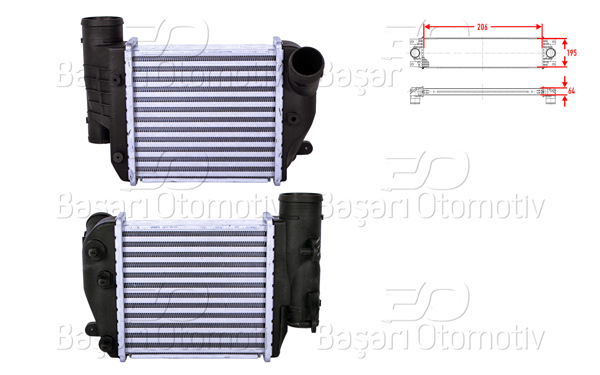 WISCO 1114373-00 | Turbo Radyatörü (Intercooler) 206X195x64 Audi A6 C6 (4F2) 3.0 TDI 04-11 A6 Allroad C6 (4Fh) 3.0 TDI 06-11 A6 C6 Avant (4F5) 2.7 TDI 04-11