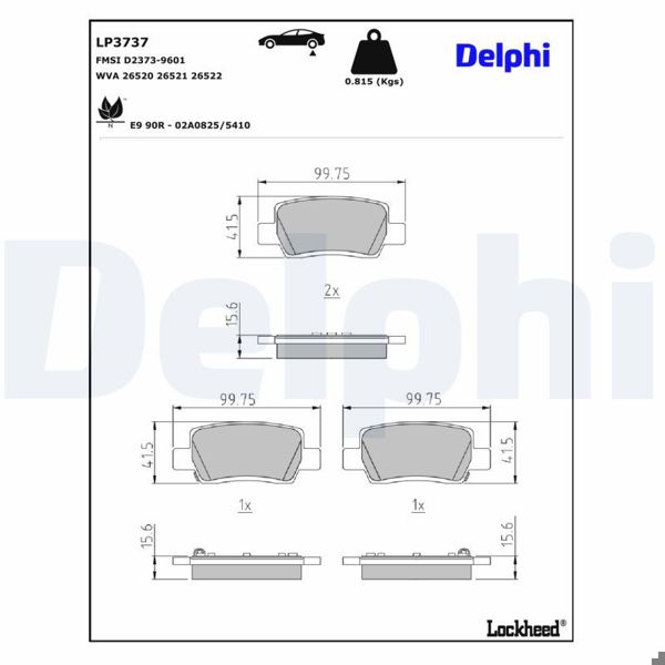 DELPHI LP3737 | Fren Balatası Ön / Arka Hyundai Elantra,Kona / Kia